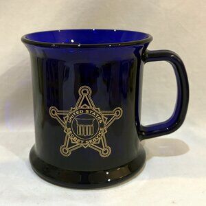 Vintage Cobalt Blue Glass Mug United States Secret Service Made in USA